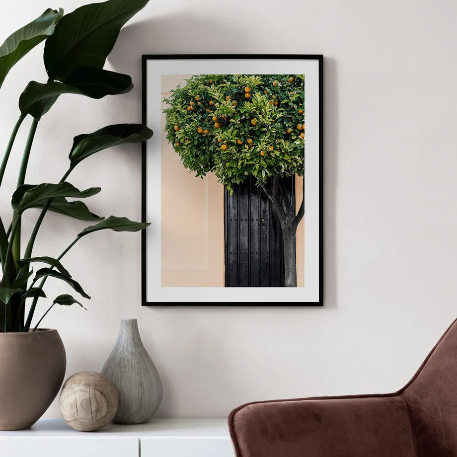 Настенная Картина на холсте с изображением цитрусовых деревьев и растений |