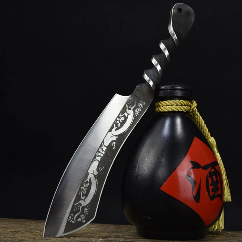 

Longquan Kitchen Knife 7Cr17MoV Steel Handle Dragon Veins 6 Inch Sharp Machete Chopper Cleaver Slicing Utility Handmade Knife