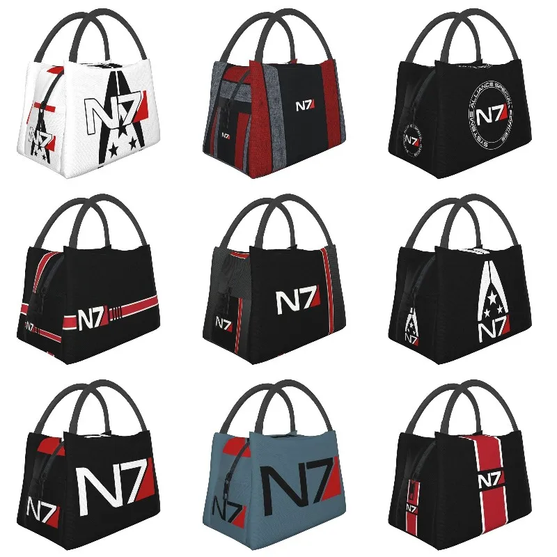 

Изолированные сумки для обеда с логотипом Mass Effect Alliance N7 для женщин, многоразовый охладитель, Термальный контейнер для бенто, больничный офис
