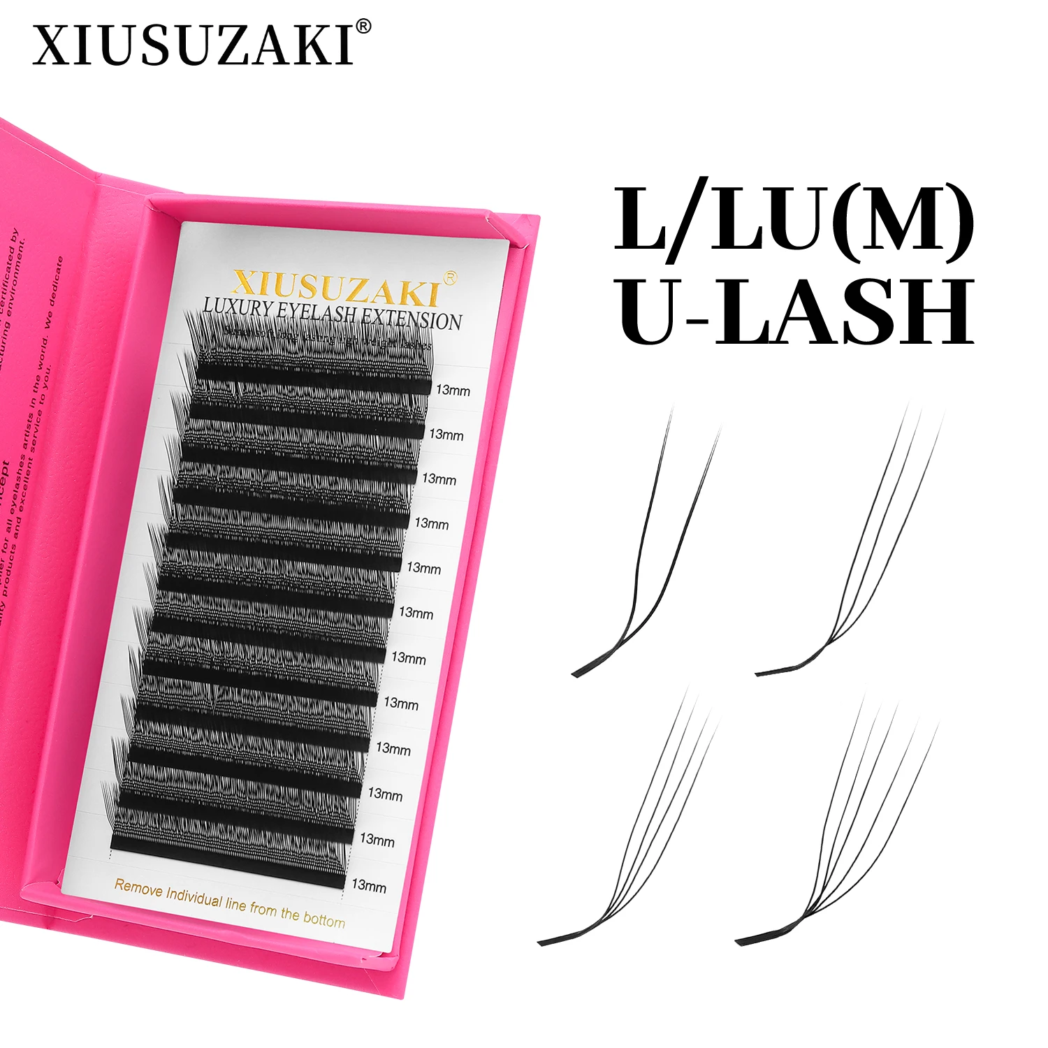 Фото XIUSUZAKI L/LU/M Curl U/W Наращивание ресниц U-образные YY 3D 4D 5D W Наращивание ресниц Готовые вееры для объема Накладные ресницы №1