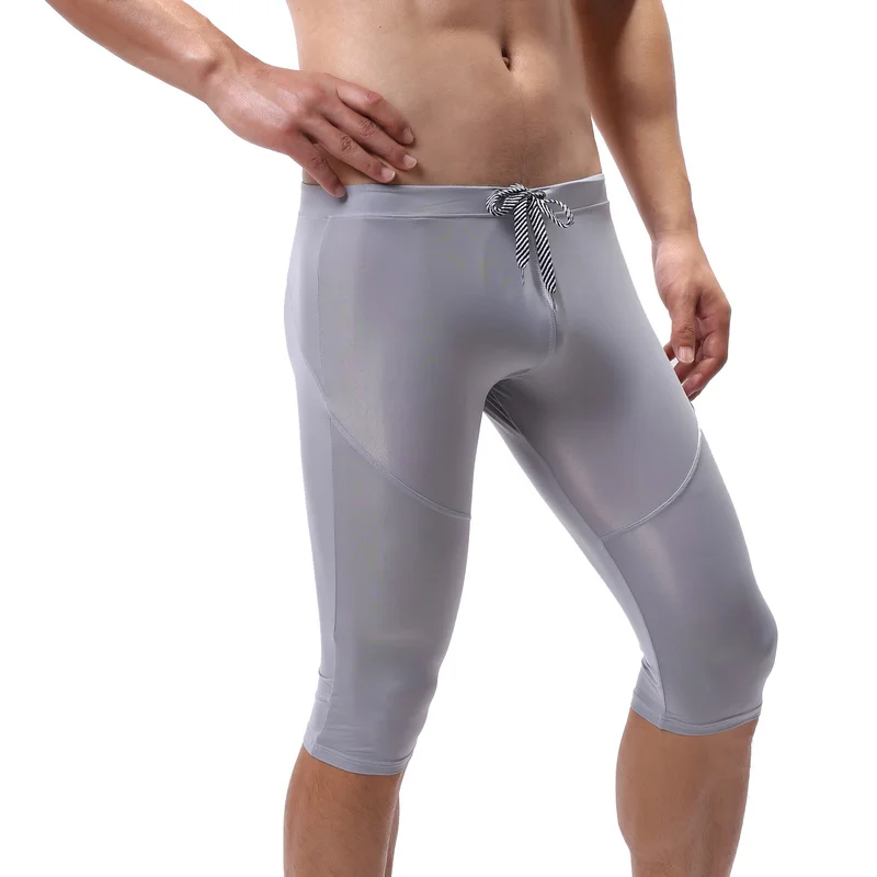 

Mens Sexy Underwear Jogging Sweatpants Sports Leggings Male Pajama Shorts Homme Sleepwear Men Ice Silk Sleep Shorts Lounge Pants
