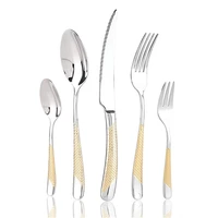 kubac hommi gold plated stainless steel dinnerware set dinner knife fork cutlery set drop shipping