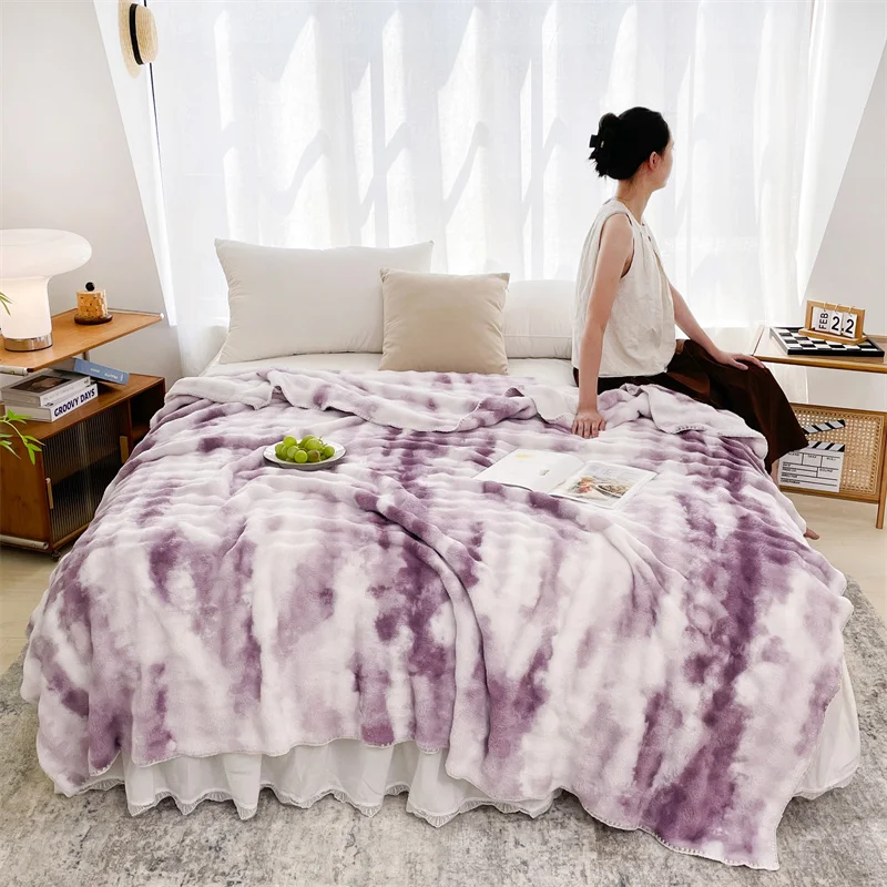 Фиолетовое одеяло Tie Dye мягкие одеяла для дивана кровати легкие плюшевые удобные