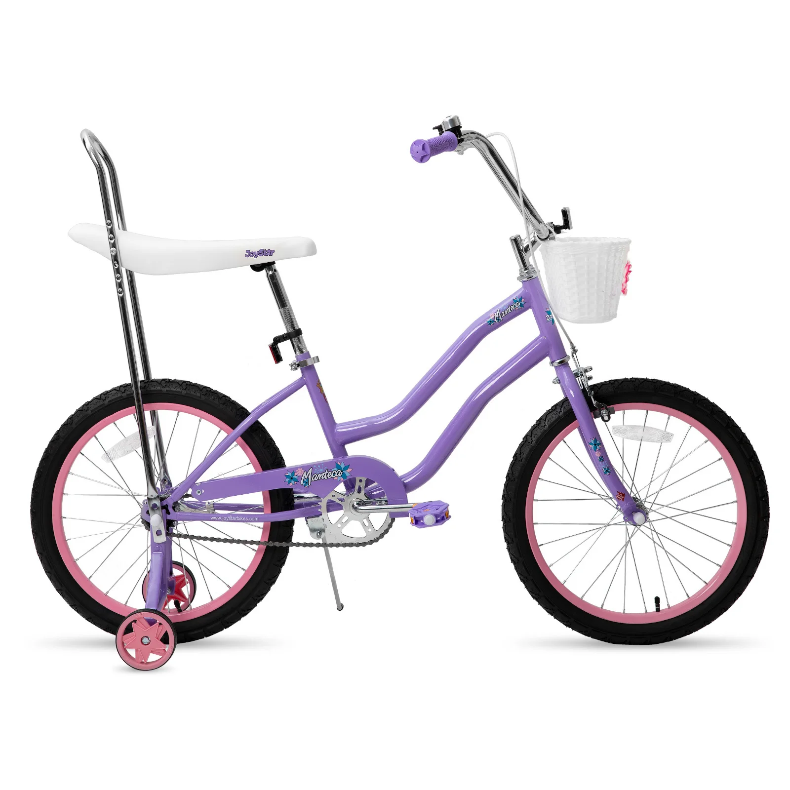 Фото Детский велосипед JOYKIE JOYSTAR 20 дюймов со съемными тренировочными колесами и ретро-седлом-бананом, рама из высокопрочной стали, система V-образных тормозов №1