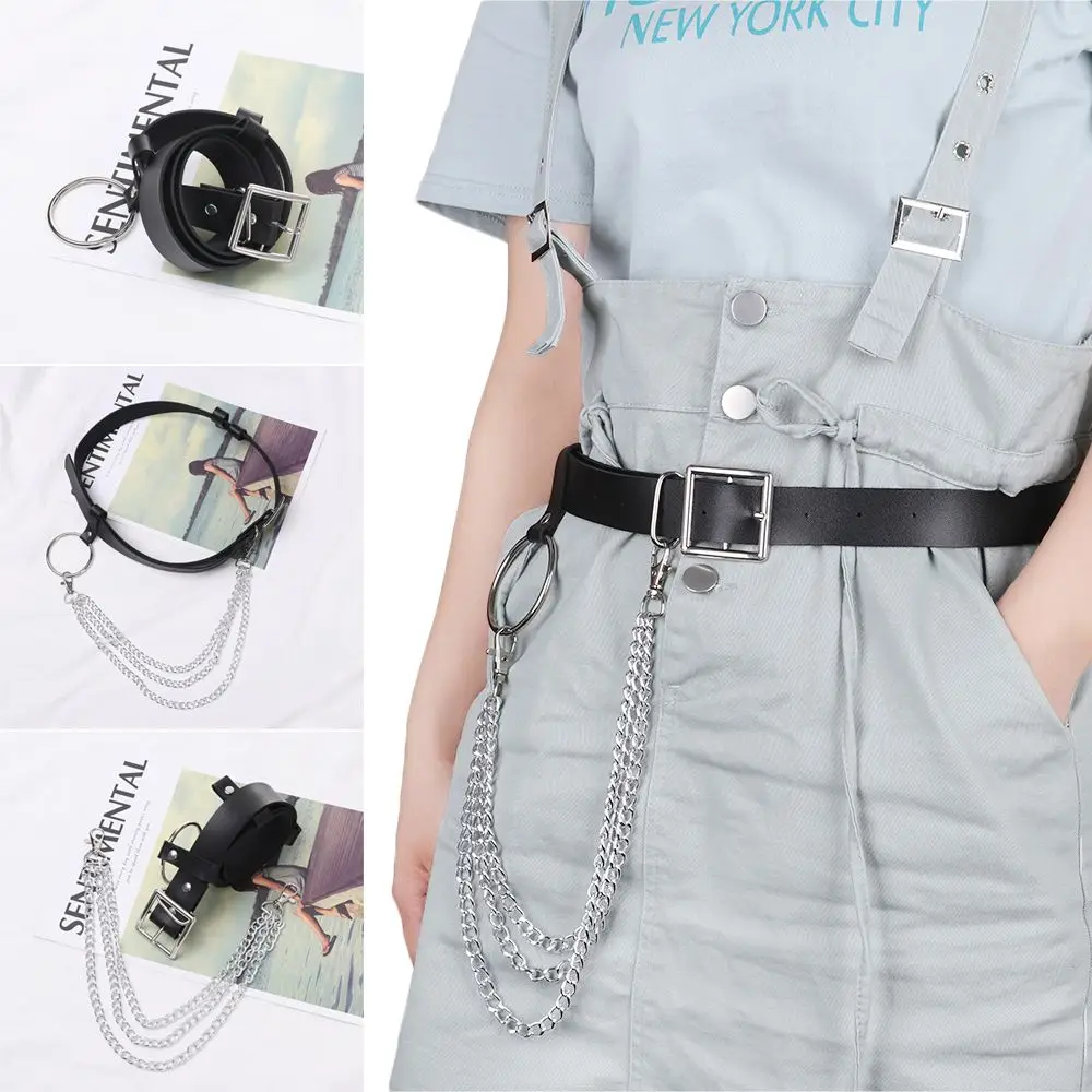 New Pu Leather Metal Hip Hop Waist Chain Belly Necklace Body Jewelry Tassel Belt
