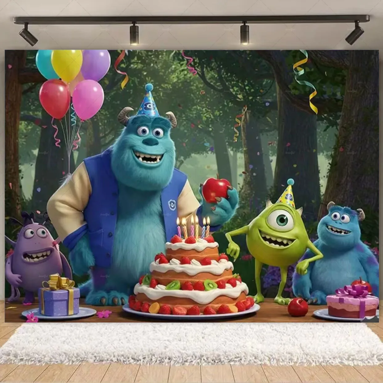 Университет монстров Диснея, украшение для вечеринки в честь Дня Рождения, одноразовая посуда, фон для детского подарка, топпер для торта, флаг, шары