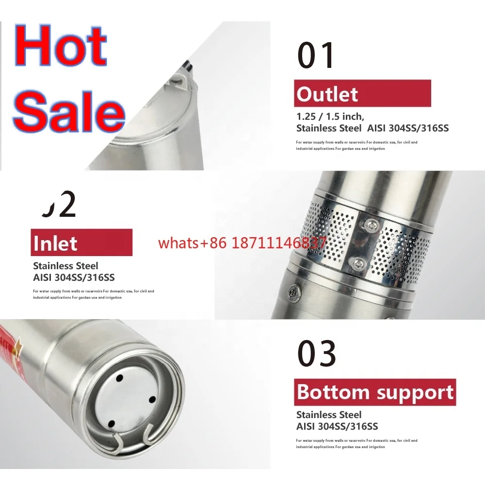 Погружной насос для глубоких скважин высокого давления 2 дюйма 1 5 л.с. на