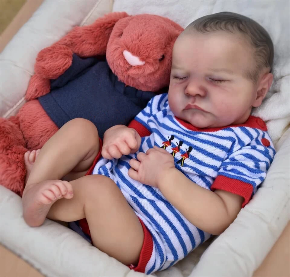 

NPK 49CM Two Body Options Newborn Baby Doll Reborn Levi Asleep Lifelike Soft Touch Cuddly Baby 3D Skin Visibile Veins Art Doll