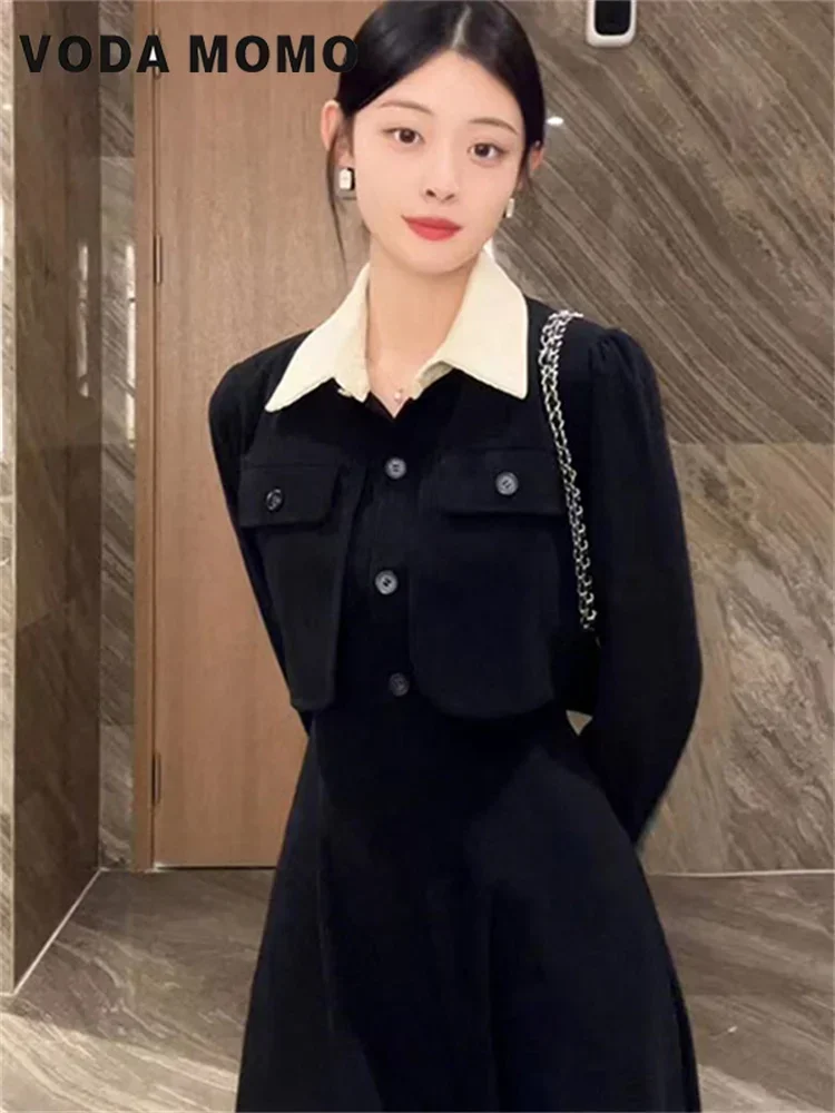 Женское платье из двух предметов модное стильное в Корейском стиле Осень-зима 2023