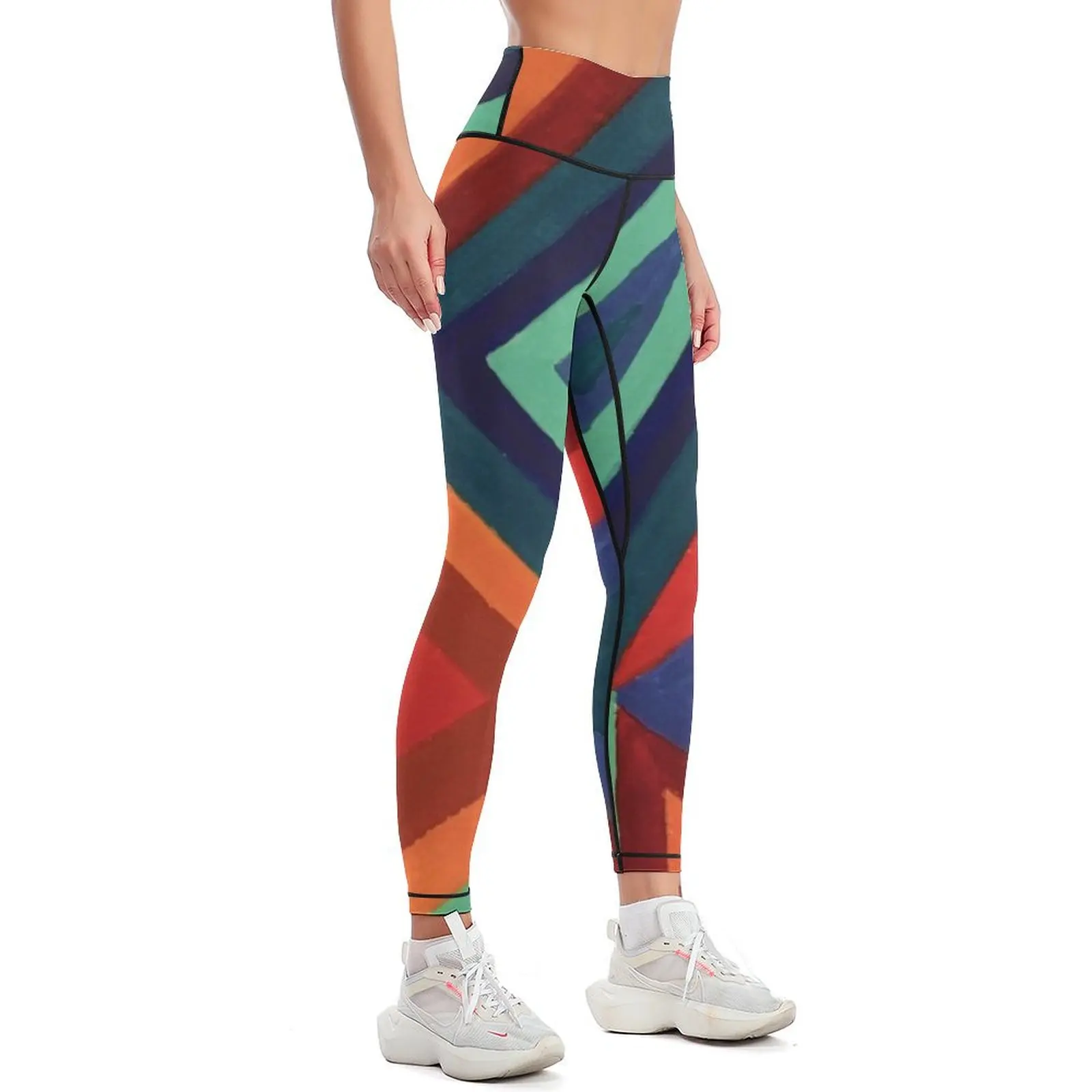 Леггинсы с геометрическими треугольниками одежда для фитнеса леггинсы