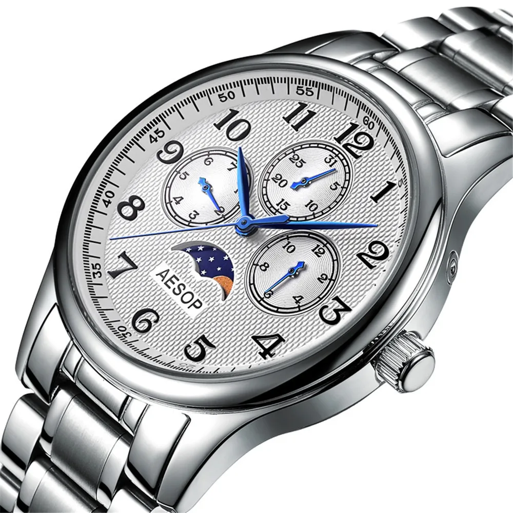 AESOP Top Brand Luxury Mens Watches Week Sapphire Crystal Quartz Wristwatch Clock Men Business Casua