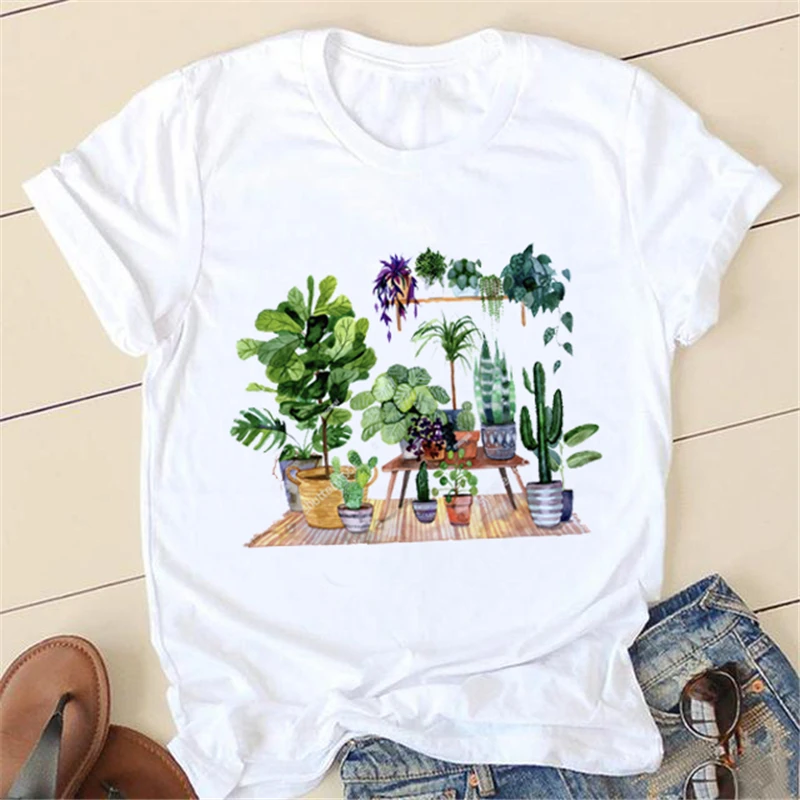 

Женский летний пуловер с рисунком, простой летний Повседневный пуловер с рисунком растений и цветов акварелью, стандартная женская одежда