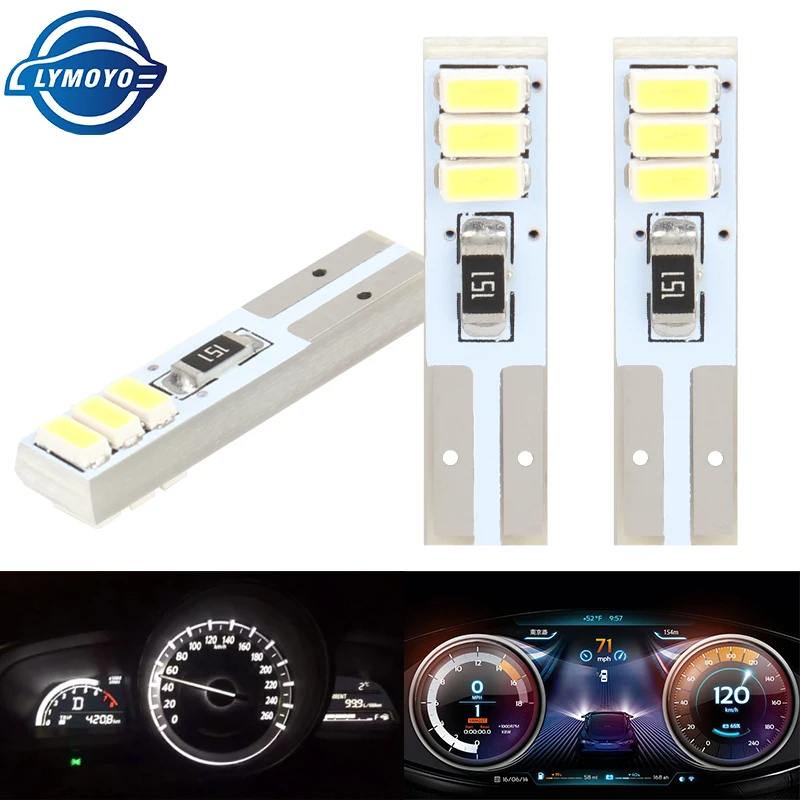 

10/50 шт. T5 W3W светодиодные лампы Canbus 6SMD 3014 супер яркая сигнальная лампа приборной панели приборная лампа белый сигнальный свет