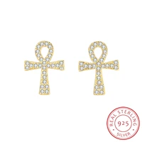 2022 new trend 18k gold cross butterfly full of diamonds stud earring for women bow sterling 925 silver anniversary gift jewelry