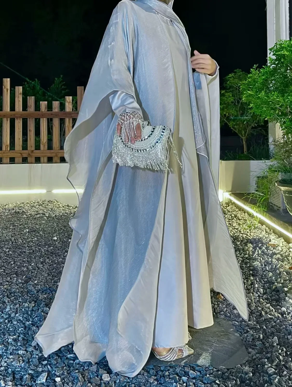 Новый комплект Абая Блестящий открытый внутренний длинный Исламская одежда