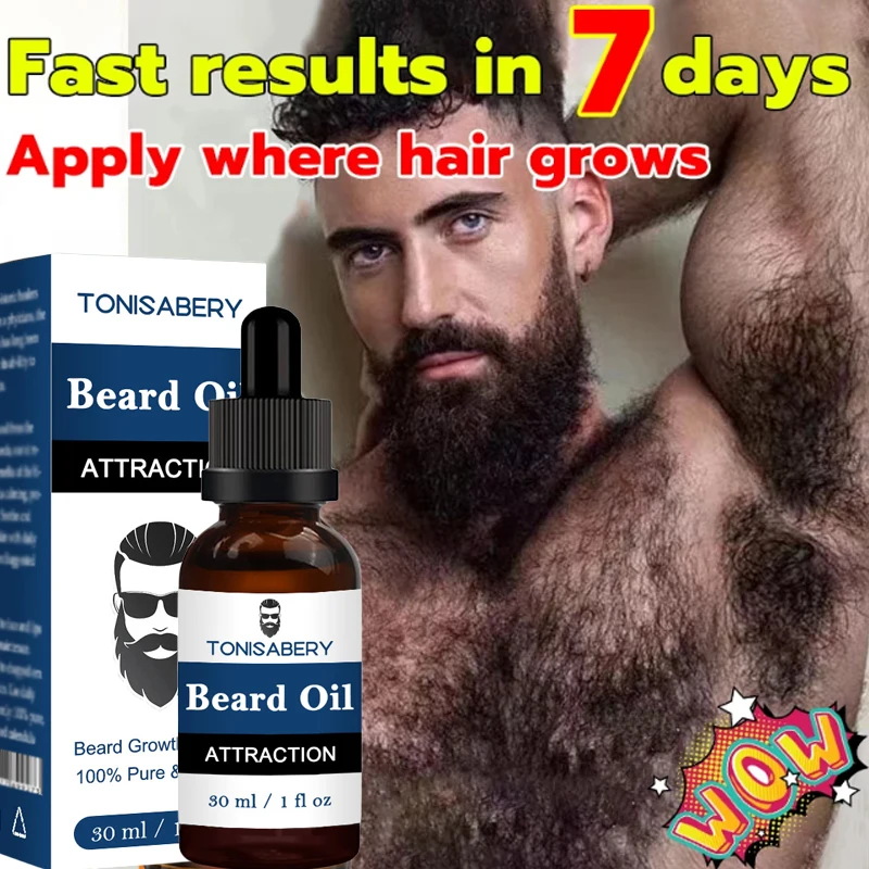 

Beard Growth Essential Oil 100% Natural Hair Growth Serum Hair Loss Products For Men Chest Body Hair Growth Nourishing Care 30ml