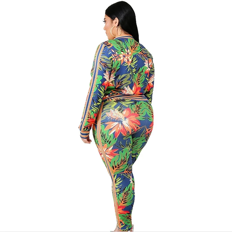 Plus Size Fall Outfits Sweatsuit for Women Clothing Tracksuit Two Piece Sets Sport Print Female Pant s 3xl 4xl 5xl 6xl