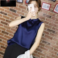 brand new satin blouses women summer sleeveless shirt korean casual vest tops office lady work shirts elegant blsuas mujer moda