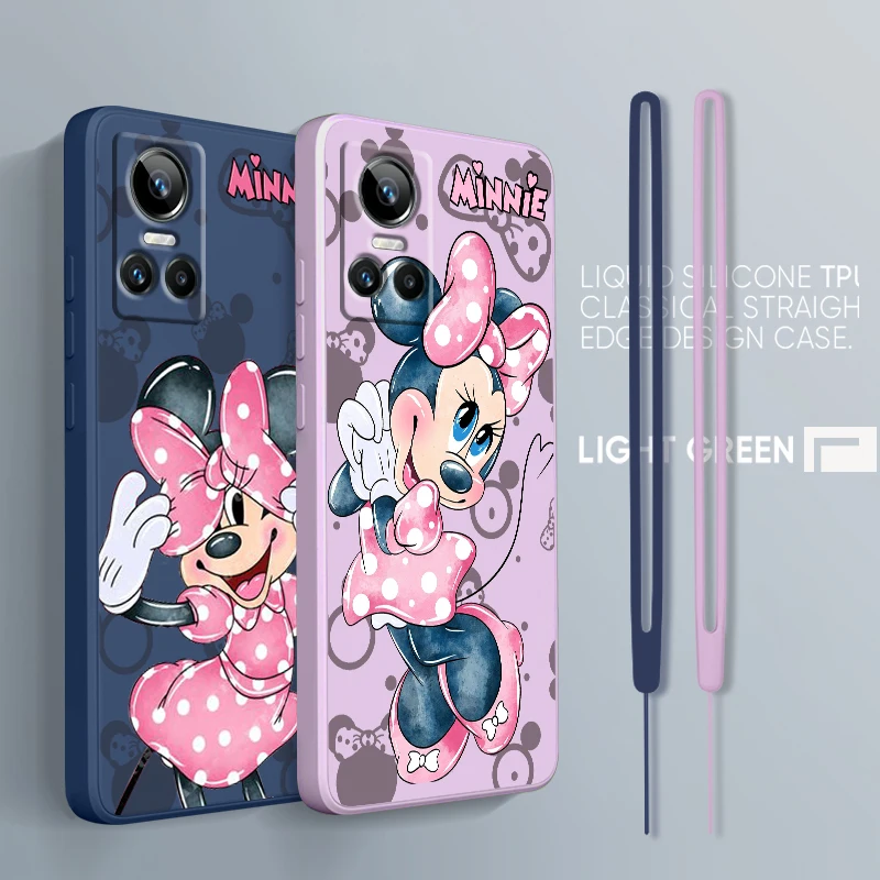 

Minnie Mouse Anime For OPPO Realme GT2 Explorer Master Neo3 C21Y 10 9 8 6 5 4G 5G Pro Liquid Rope Soft Phone Case Coque Capa