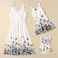 2022 tank mother daughter dresses family look butterfly mom baby mommy and me matching clothes fashion woman girls dress outfits
