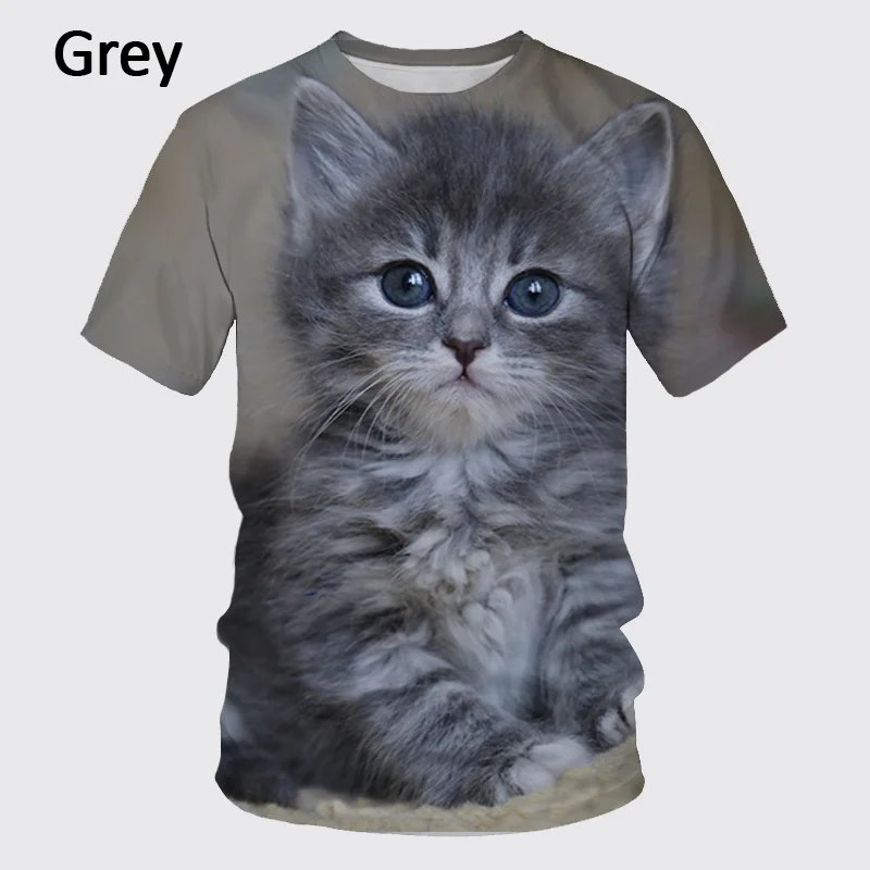 

Мужские топы с коротким рукавом, круглым вырезом и 3D-принтом кошки