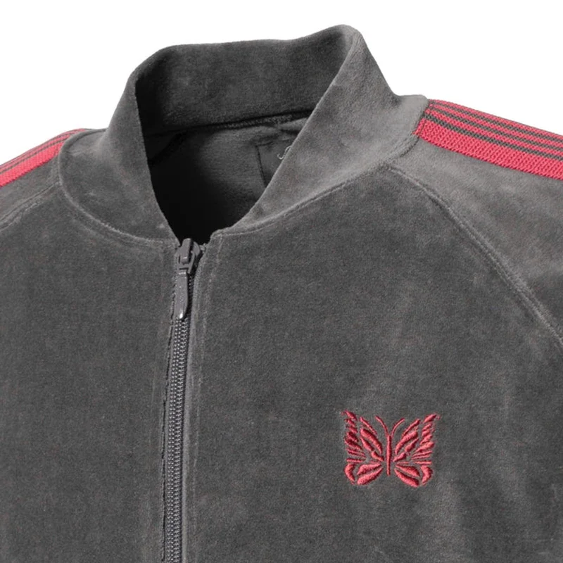 Куртка Мужская/Женская бархатная с вышивкой-бабочкой и тесьмой пальто оверсайз