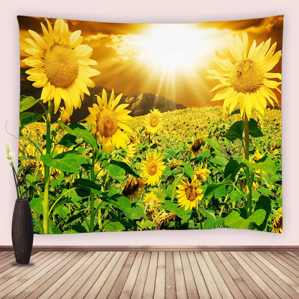 

Sunflower Tapestry Wall Hanging Yellow Flower Floral Field Tapestries for Bedroom Aesthetic Living Room College Dorm Decor Home