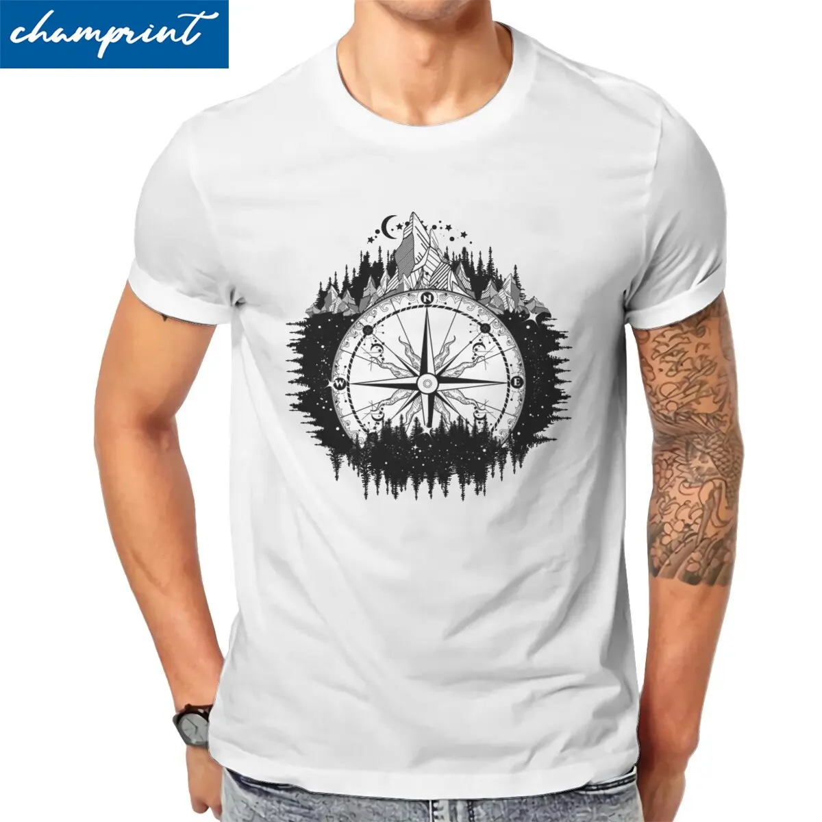 

Футболка мужская с коротким рукавом, круглым вырезом и компасом