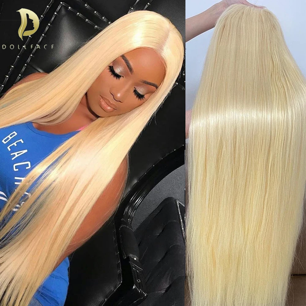 Blonde Bone Straight Lace Front Human Hair Wigs For Women Brazilian Body Wave 613 Lace Frontal Wig 30 Inch 13x4 Hd Transparent