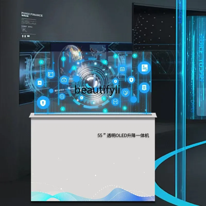 55-дюймовый прозрачный гибкий светодиодный дисплей рекламный аппарат