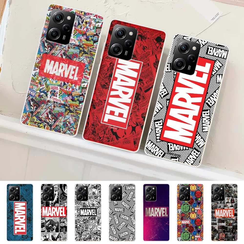 

Marvel Logo Avengers Case for Xiaomi Poco X5 X3 NFC M4 X4 Pro 5G M3 F3 F2 M2 Pocophone F1 Transparent TPU Phone Cover Mi 12T Pro