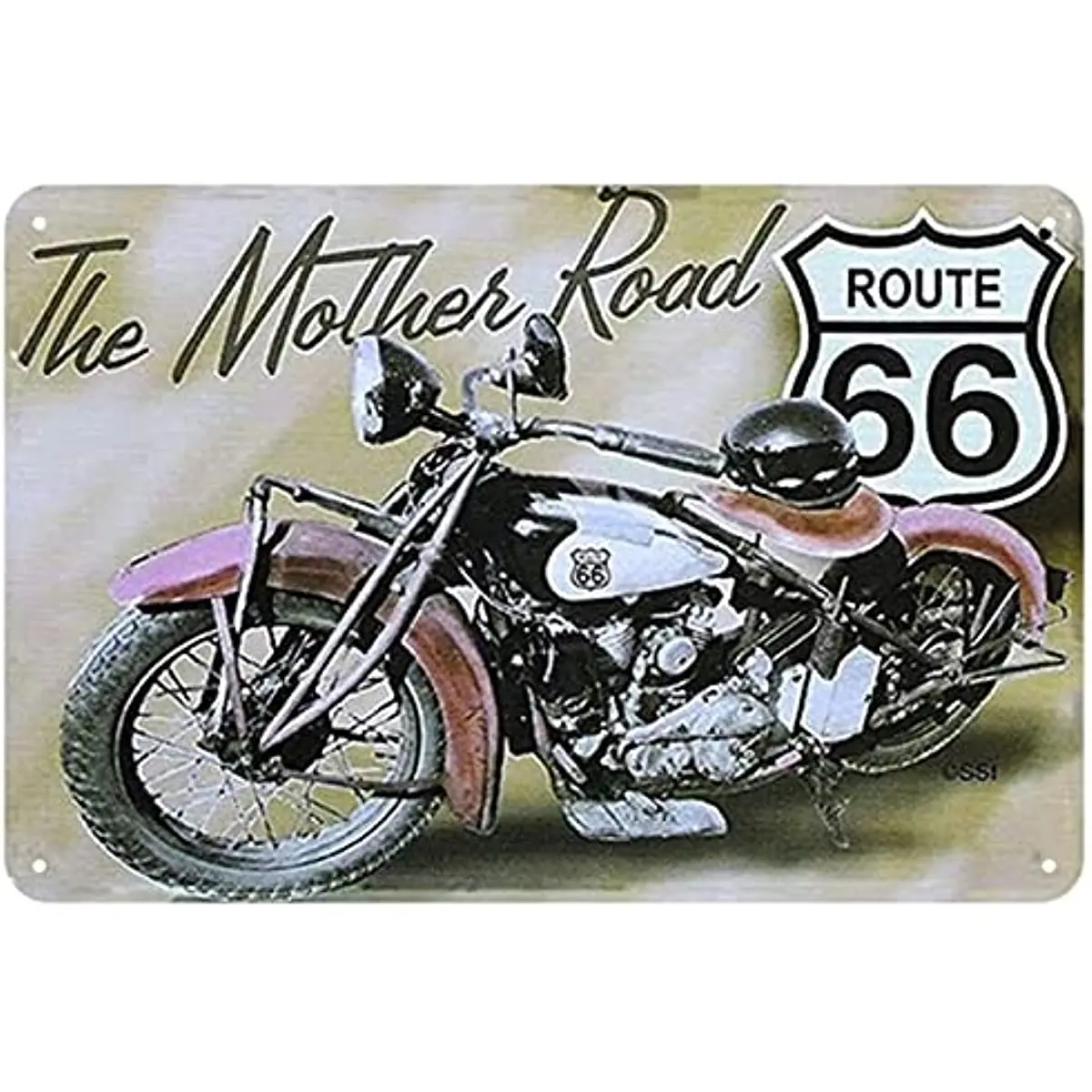

Metal Tin Sign Vintage Chic Art Decoration Motorcycle Route 66 for Home Bar Cafe Farm Store Garage or Club 12" X 8"