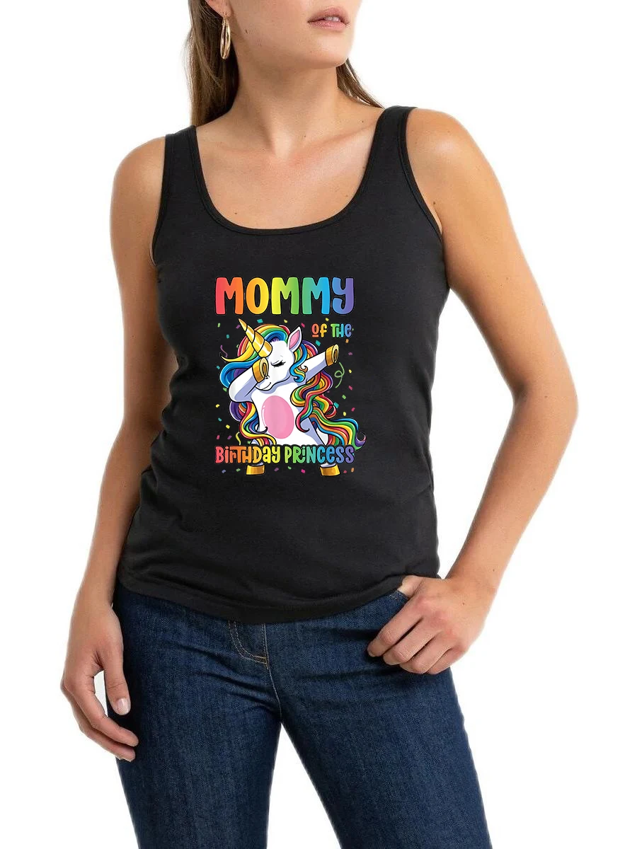 

Mommy Of The Birthday Princess Girl Tee Dabbing Unicorn Mom Tee Shirt Women's Sexy Naughty Fitness Training Tank Tops