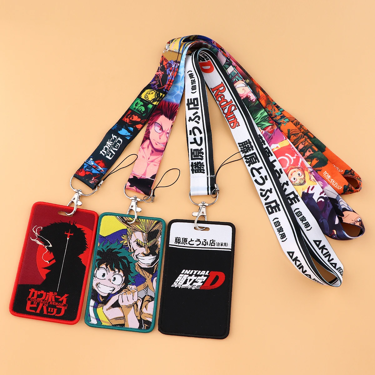 

Initial D Anime Embroidery ID Badge Cards Holder Lanyards for Keys Cell Phone Rope Key Holder Neck Straps Keychain Accessories