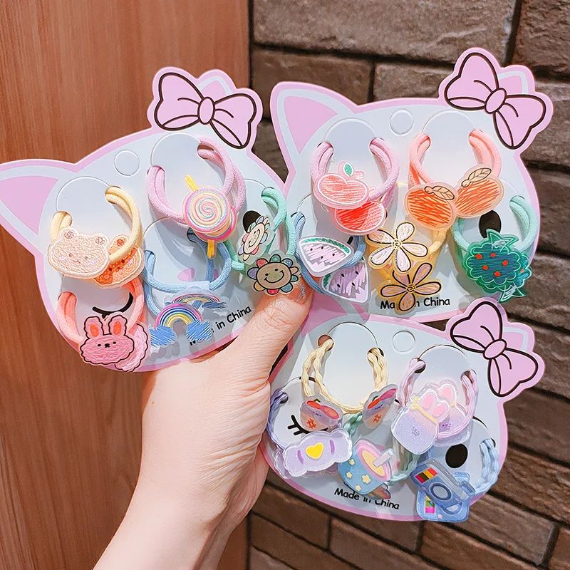 

10PCS New Cute Cartoon Does Not Hurt Hair Fruit Kids Elastic Hair Bands Children Hair Ties Girls Hair Accessories Baby Headwear