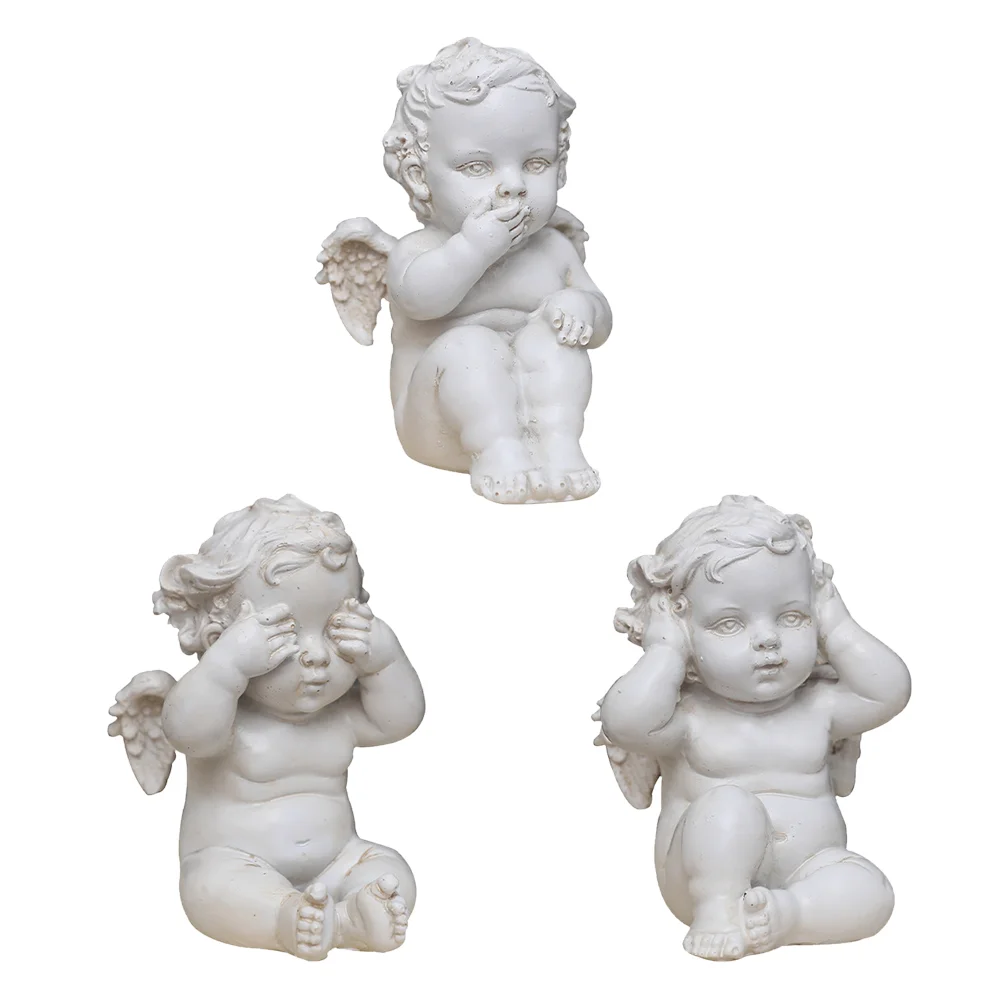 

3 Pcs Little Angel Ornament Cupid Angels Sculpture Mini Resin Figurines Decor Cherubs Craft Statue Baby Vintage Sculptures &