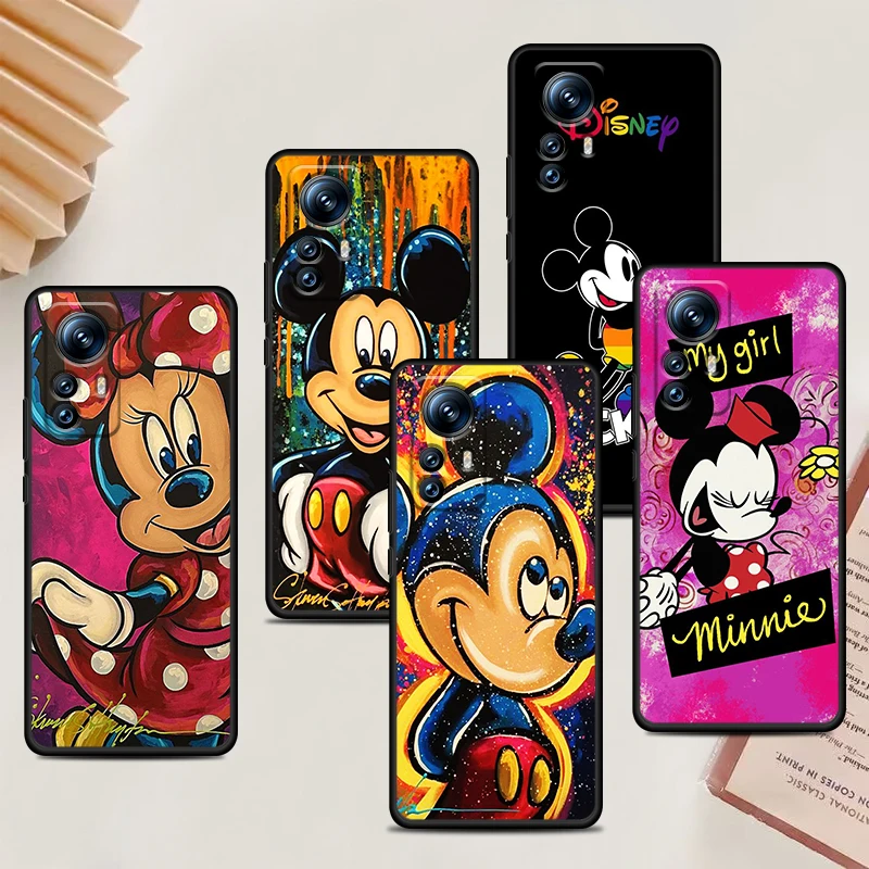 

Art Mickey Minnie Mouse For Xiaomi Mi 13 12 Lite 12T Pro 12X 12S 11 11T 11i 10T 10 9 Ultra 5G Black Phone Case Cover