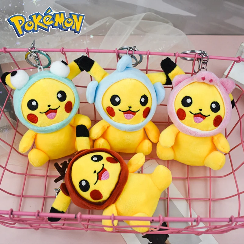 

13CM Pokemon Animal Pikachu role -playing can hang plush plush doll children's schoolbags and pendant children's gifts