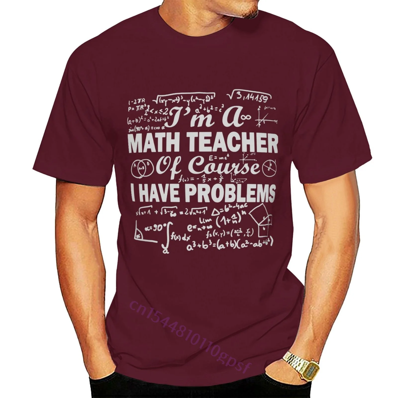

Unisex I'm A Math Teacher Of Course Vintage Funny Tshirt Men's 100% Cotton Burgundy T-Shirt Streetwear Tee