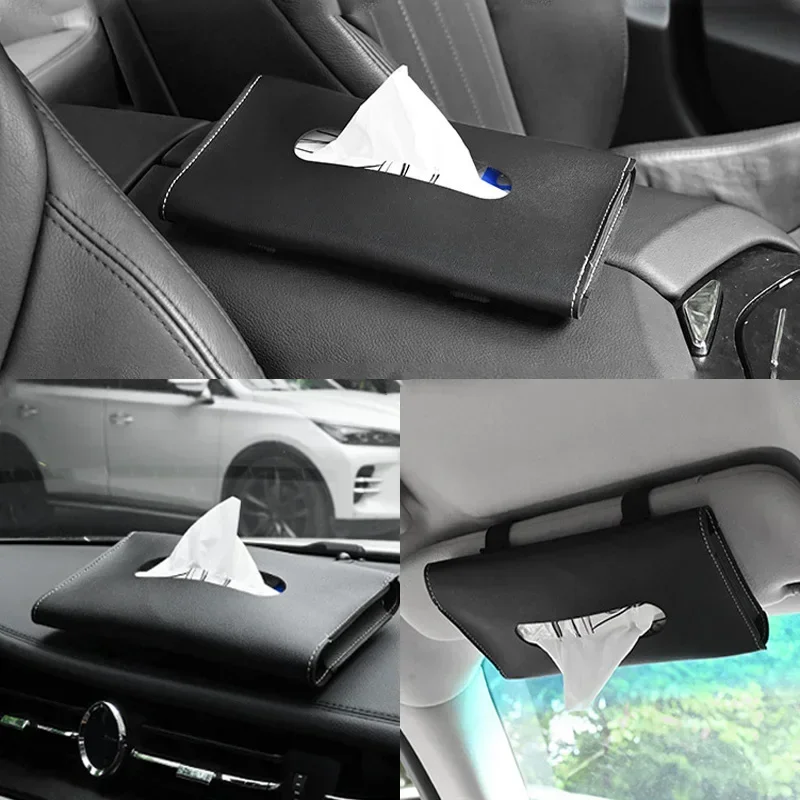

Car Tissue Box Towel Sets Car Sun Visor PU Leather Tissue Box Holder Auto Car Interior Storage Decoration Accessories