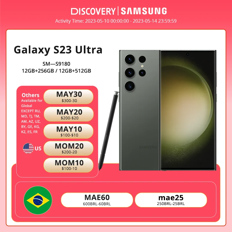 НОВЫЙ Samsung Galaxy S23 Ultra 5G Тел Qualcomm Snapdragon 8 Gen 2 120 Гц AMOLED 2X дисплей Android13 45 Вт быстрая зарядка