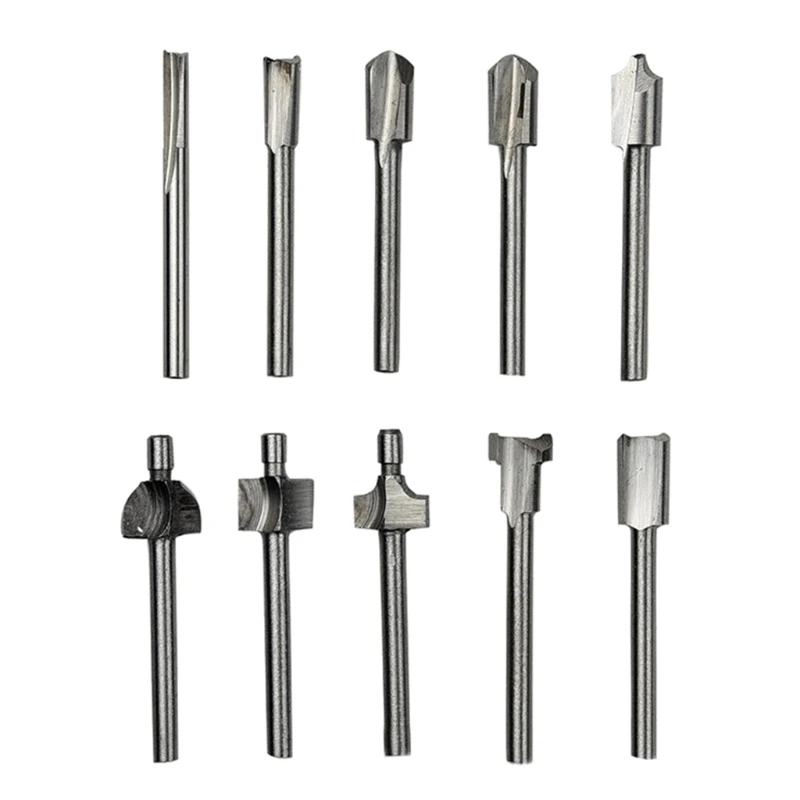 

10Pcs/set Shanks Milling Cutter Routers Bit Set Wood Cutter Carbides Shanks Mill Woodworking Engraving Rotary Tools