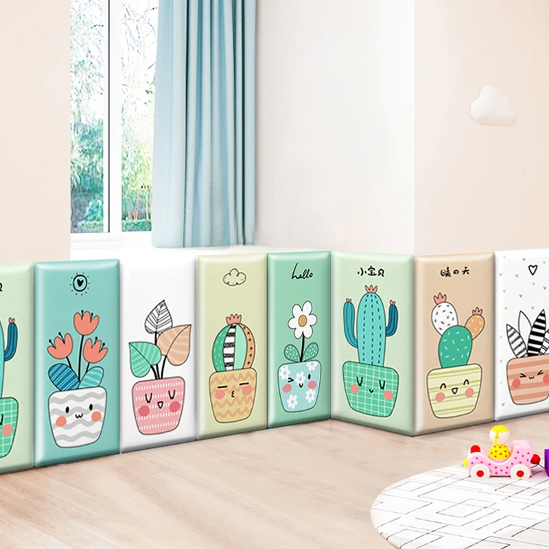 

3D Cartoon Plant Pot Tatami Bedside Soft Bag Anti-collision Self-adhesive Skirting Wall Stickers For Kids Rooms Wall Decoration