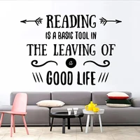 wall stickers reading is a basic tool in the leaving of a good life quotes decals vinyl mural for library bedroom decor hj1556