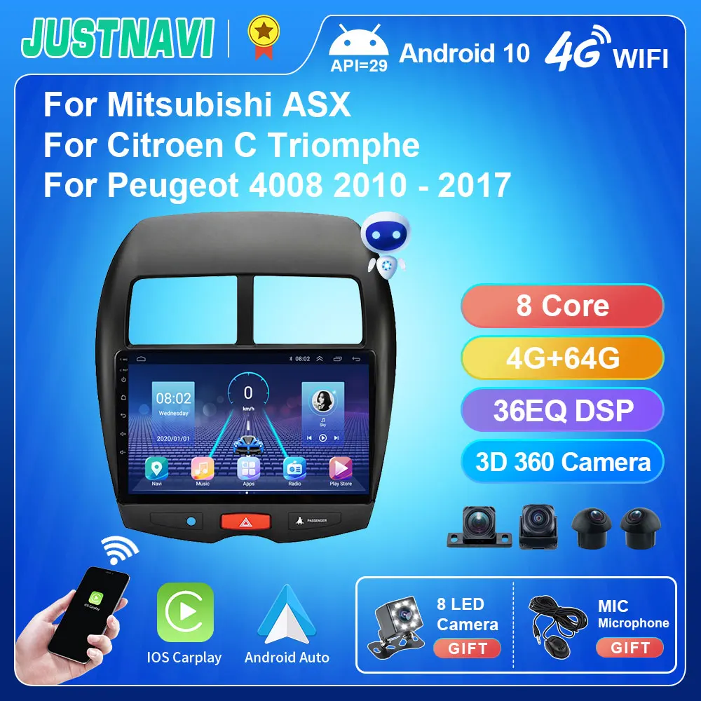 

QT5 4 + 64G GPS RDS автомобильное радио для Mitsubishi ASX для Citroen C-Triumph для Peugeot 4008 2010 - 2017 видеоплеер Android 10,0 DSP