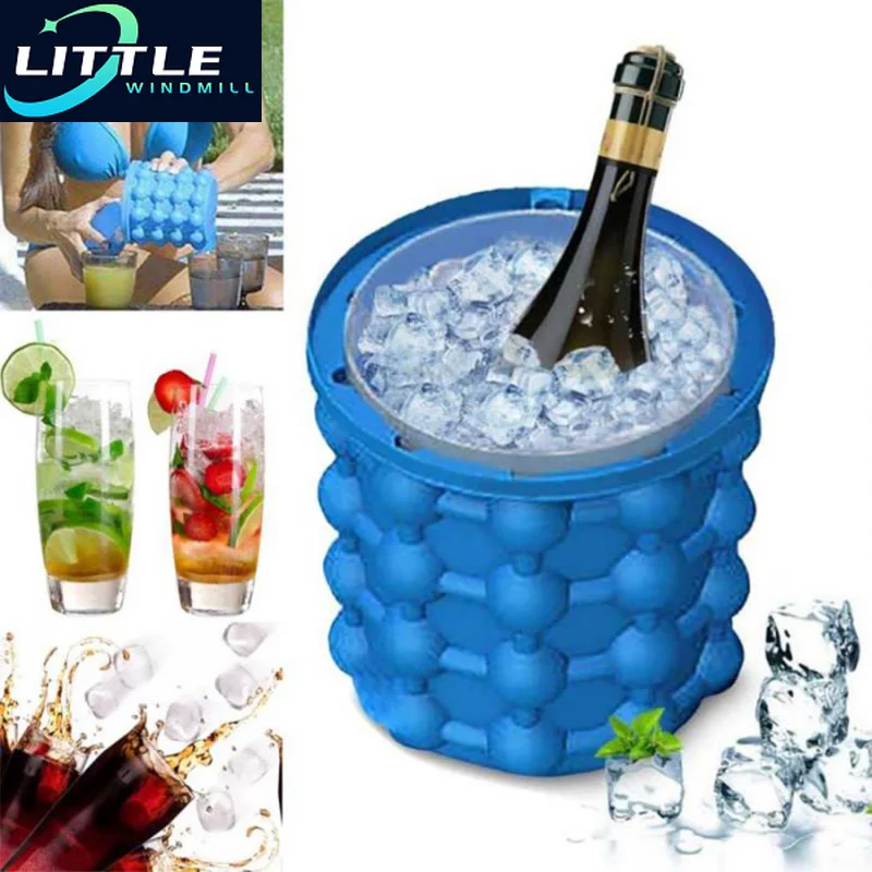 

Silicone ice Cube Maker Ice Cube Mold Tray Portable Bucket Wine Ice Cooler Beer Cabinet Kitchen Tools Drinking Whiskey Freeze