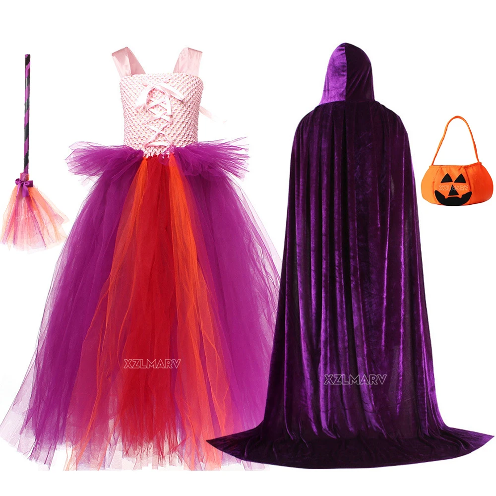 

Hocus Pocus 2 Halloween Children Cosplay Girls Witch Sanderson Sisters Mary Sarah Winifred Dress Child Masquerade Party Costume