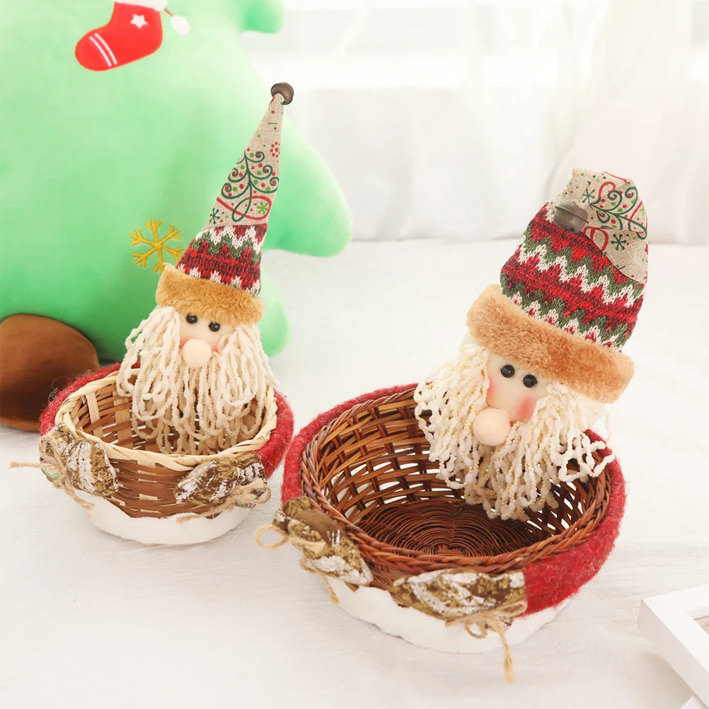 

Basket Gift Storage Christmas Santa Claus Candy Partyornament Holder Fruit Decoration