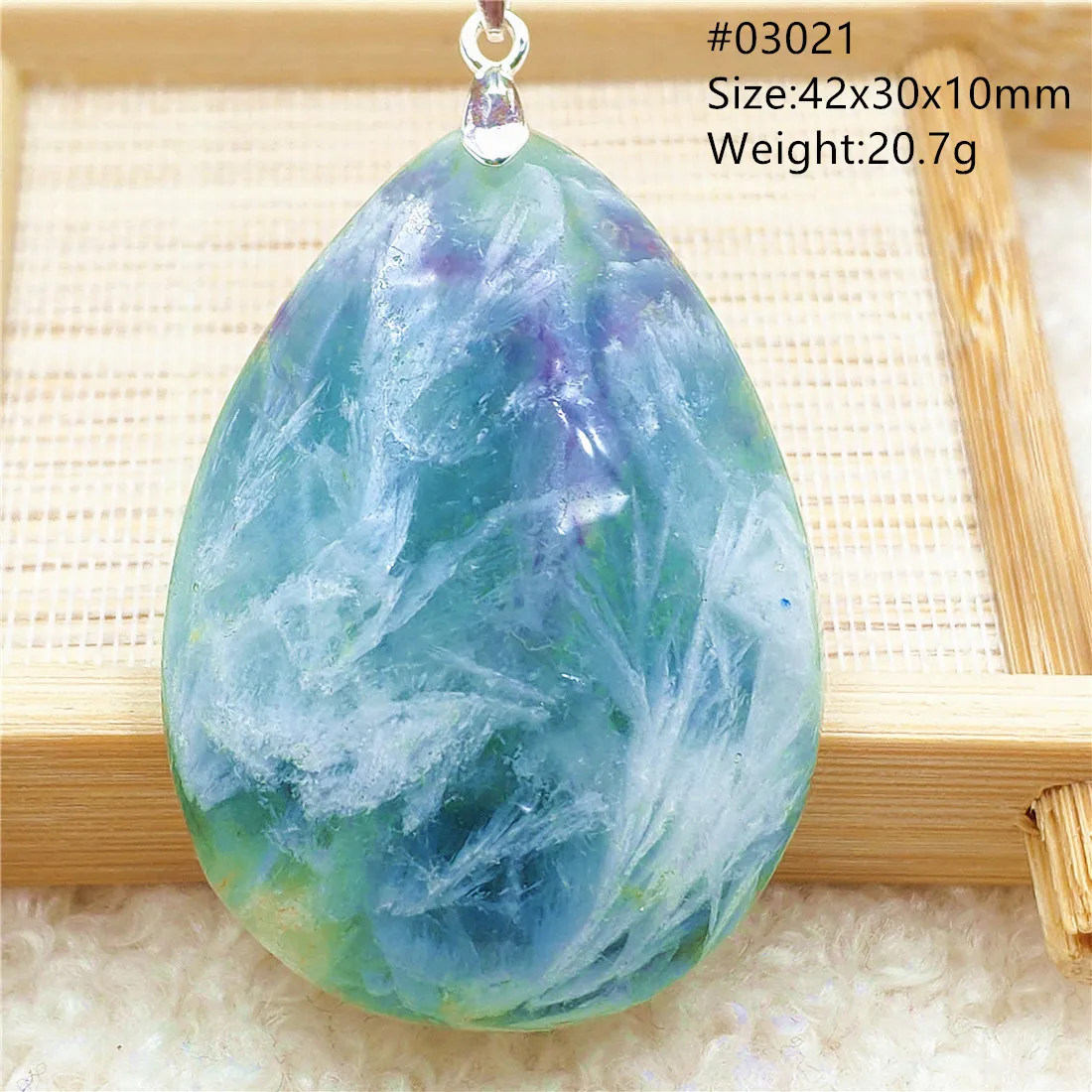 

Natural Blue Feather Fluorite Quartz Pendant Necklace Women Water Drop Colorful Fluorite Jewelry AAAAA