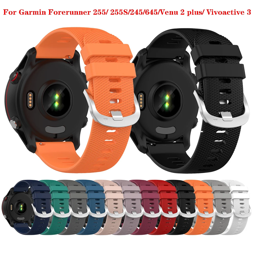 

18 20 22mm Official Silicone Watchband Strap for Garmin Forerunner 255 255S Wristband For Forerunner 245 645 Venu Vivoactive 3 4